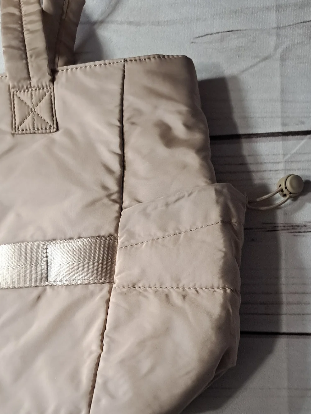 Quilted Beige Tote Laptop Travel Bag
